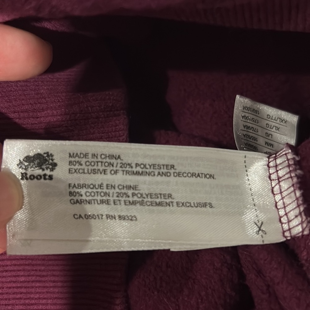 Roots Maroon Hoodie Women's Size S Heathered Grey Logo Maple Leaf on Hood - Picture 7 of 7